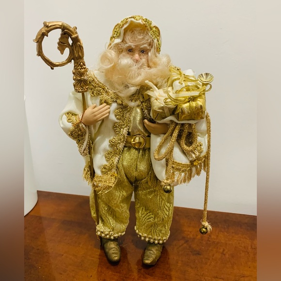 12” Father Christmas Gorgeous in Gold/White - Picture 1 of 13